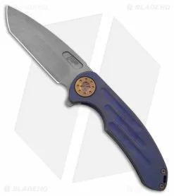 Curtiss Knives Curtiss Custom Knives F3 Large Frame Lock Knife SPF Ti/Blue (3.8" SW)