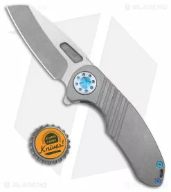 Curtiss Custom Knives Curtiss Custom F3 Medium Frame Lock Knife Gray Ti/Blue (3.25" 2-Tone Magnacut) -Avokelavavat Sales Store Curtiss Knives F3 Medium FL WF Ti Blue TT BHQ 178919 jr bottlecap