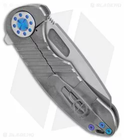 Curtiss Custom Knives Curtiss Custom F3 Medium Frame Lock Knife Gray Ti/Blue (3.25" 2-Tone Magnacut) -Avokelavavat Sales Store Curtiss Knives F3 Medium FL WF Ti Blue TT BHQ 178919 jr side