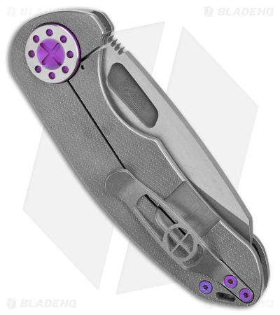 Curtiss Custom Knives Curtiss Custom F3 Medium Frame Lock Knife Gray Ti/Purple (3" 2-Tone Magnacut) 5 Curtiss Custom Knives Curtiss Custom F3 Medium Frame Lock Knife Gray Ti/Purple (3" 2-Tone Magnacut) - Image 3