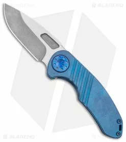 Curtis Knives Curtiss Custom F3 Med Slim Frame Lock Knife Blue SW Titanium (3.15 TT MagnaCut)