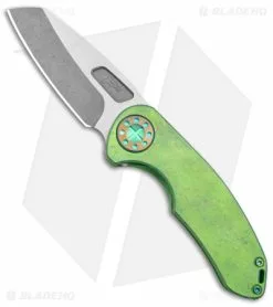 Curtis Knives Curtiss Custom Knives F3 Medium Slim Frame Lock Knife Green SW Titanium (3" TT)