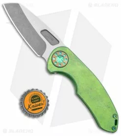 Curtis Knives Curtiss Custom Knives F3 Medium Slim Frame Lock Knife Green SW Titanium (3" TT) -Avokelavavat Sales Store Curtiss Knives F3 Medium Slim FL Wharncliffe Ti Green SW BHQ 172847 jr bottlecap