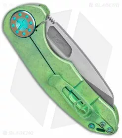 Curtis Knives Curtiss Custom Knives F3 Medium Slim Frame Lock Knife Green SW Titanium (3" TT) -Avokelavavat Sales Store Curtiss Knives F3 Medium Slim FL Wharncliffe Ti Green SW BHQ 172847 jr side