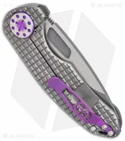 Curtis Knives Curtiss Custom F3 Med Slim Frame Lock Knife Frag Titanium (3.15" TT MagnaCut) -Avokelavavat Sales Store Curtiss Knives F3 Medium Slim Frag Milled Ti Purple Hardware SW BHQ 172872 jr side
