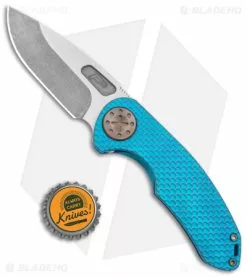 Curtis Knives Curtiss Custom F3 Med Slim Frame Lock Knife Teal/Purple Ti (3.15" TT MagnaCut) -Avokelavavat Sales Store Curtiss Knives F3 Medium slim FL SPM Milled Teal Purple Ti SW BHQ 172898 jr bottlecap