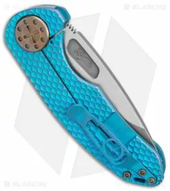 Curtis Knives Curtiss Custom F3 Med Slim Frame Lock Knife Teal/Purple Ti (3.15" TT MagnaCut) -Avokelavavat Sales Store Curtiss Knives F3 Medium slim FL SPM Milled Teal Purple Ti SW BHQ 172898 jr side