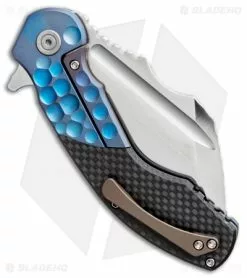 DSK Tactical VX-P Knife Blue Hammered Titanium/Carbon Fiber (4.25" Satin) -Avokelavavat Sales Store DSK Tactical VX P Knife Blue Hammered Titanium Carbon Fiber 4.25in Satin BHQ 115434 LS Side