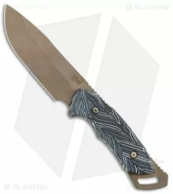 Dew Hara Custom Bush Craft Fixed Blade Knife Damascus G-10 (3.5" Bronzewashed)
