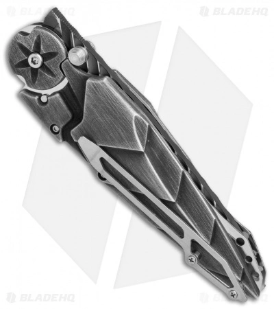 Dew Hara Custom Kabuto Folder Knife Etched Black Duralumin (3.5" Black) Japan 5 Dew Hara Custom Kabuto Folder Knife Etched Black Duralumin (3.5" Black) Japan - Image 3