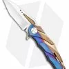 Dew Hara Custom Kisaragi Flipper Knife Gold/Blue Gradient (2.5" Mirror) Japan -Avokelavavat Sales Store Dew Hara Custom Kisaragi Flipper Knife Gold Blue Gradient Acid SW Japan BHQ 99223 kp open