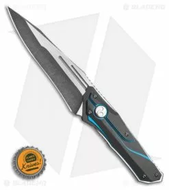 Dew Hara Custom HOMURA Fixed Blade Knife Black/Blue Duralumin (4.5" Acid Wash) -Avokelavavat Sales Store Dew Hara Custom Number Four 2