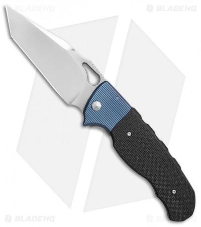 Diskin Revolution D/A Tanto Automatic Knife Blue Ti/CF (3.75" Polished) 3 Diskin Revolution D/A Tanto Automatic Knife Blue Ti/CF (3.75" Polished)