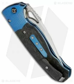 Diskin Revolution D/A Tanto Automatic Knife Blue Ti/Marbled CF (3.75" Satin) -Avokelavavat Sales Store Diskin Revolution DA Tanto Blue Ti Marbled CF BHQ 71738 jr side