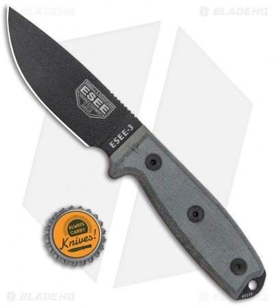 ESEE Knives ESEE-3PM Modified Knife Coyote Sheath W/ Clip Plate (3.88" Black) 6 ESEE Knives ESEE-3PM Modified Knife Coyote Sheath W/ Clip Plate (3.88" Black) - Image 4