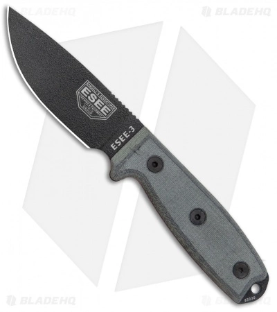 ESEE Knives ESEE-3PM Modified Knife Coyote Sheath W/ Clip Plate (3.88" Black) 3 ESEE Knives ESEE-3PM Modified Knife Coyote Sheath W/ Clip Plate (3.88" Black)