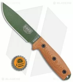 ESEE Knives ESEE-4POD-011 Fixed Blade Knife 3D Natural Micarta (4.5" OD Green) -Avokelavavat Sales Store ESEE Knives ESEE 4OD 011 3D Natural Micarta OD Green BHQ 105808 jr bottlecap