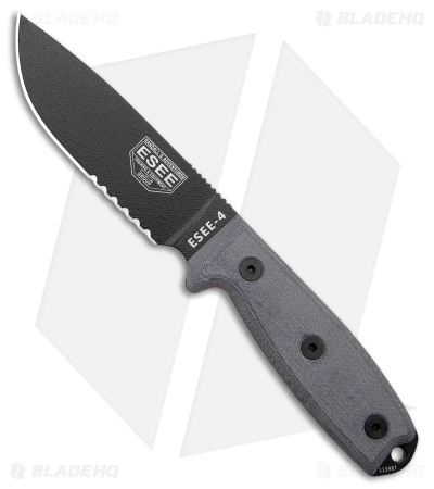 ESEE Knives ESEE-4S Fixed Blade Knife (4.5" Black Serr) 3 ESEE Knives ESEE-4S Fixed Blade Knife (4.5" Black Serr)