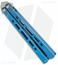 Eldon Talley Custom Talisong Pro Butterfly Knife Blasted Blue Ti (4.5" Satin) -Avokelavavat Sales Store Eldon Talley Custom Talisong Pro Butterfly Blasted Blue Ti Satin BHQ 141079 jr side