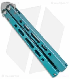 Eldon Talley Custom Talisong Pro Butterfly Knife Teal Titanium (4.5" Satin) -Avokelavavat Sales Store Eldon Talley Custom Talisong Pro Butterfly Blasted Teal Ti Satin BHQ 141081 jr side