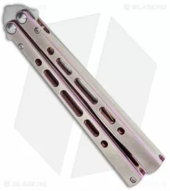 Eldon Talley Custom Talisong Pro Butterfly Knife Pink/Gray Ti (4.5" Satin) -Avokelavavat Sales Store Eldon Talley Custom Talisong Pro Butterfly Hand Rubbed Ti Pink TT Satin BHQ 141082 jr side