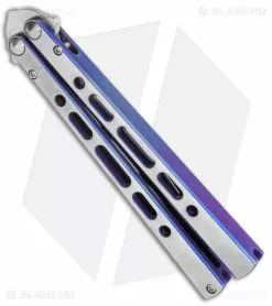 Eldon Talley Custom Talisong Pro Butterfly Knife Purple/Gray Ti (4.5" Satin) -Avokelavavat Sales Store Eldon Talley Custom Talisong Pro Butterfly Hand Rubbed Ti Purple TT Satin BHQ 141080 jr side