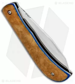 Chuck Gedraitis Gedraitis Knives Slip Joint Knife Antique 1953 U.S. Army Micarta (2.8" Satin) -Avokelavavat Sales Store Gedaitis Knives SJ Antique Micarta Blue Liners Spey Point BHQ 85754 jr side