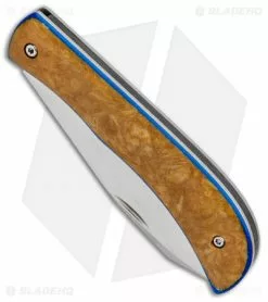 Chuck Gedraitis Gedraitis Knives Slip Joint Knife Antique 1953 U.S. Army Micarta (2.8" Satin) -Avokelavavat Sales Store Gedaitis Knives SJ Antique Micarta Blue Liners Spey Point BHQ 85754 jr spine