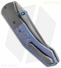 Chuck Gedraitis Gedraitis Knives Knook Liner Lock Folder Moku-Ti/Zirc (3.25" Damascus) -Avokelavavat Sales Store Gedraitis Knives Knook LL Moku Ti Zirc Damascus BHQ 99369 jr side