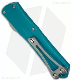 Heretic Knives Manticore-S Bowie OTF Automatic Knife Turquoise Al (2.6" Satin) -Avokelavavat Sales Store Heretic KNives Manticore S Bowie OTF Turquoise 2in SW BHQ 173700 td side