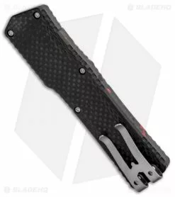 Heretic Knives Cleric Dagger OTF Knife Red Splash/Carbon Fiber (3.5" Stonewash) -Avokelavavat Sales Store Heretic Knives Cleric Dagger OTF Red Splash CF SW BHQ 86127 jr side