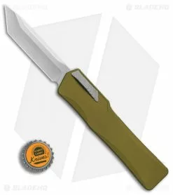 Heretic Knives Cleric Tanto OTF Automatic Knife Green (3.5" Stonewash) -Avokelavavat Sales Store Heretic Knives Cleric Tanto Green SW BHQ 78742 er bottlecap