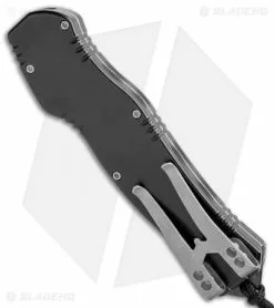 Heretic Knives Hydra OTF Automatic Knife Black Battleworn (3.625" Stonewash) -Avokelavavat Sales Store Heretic Knives Hydra OTF Auto Black Battleworn SW H006 5A BATTLE BHQ 112299 jr side