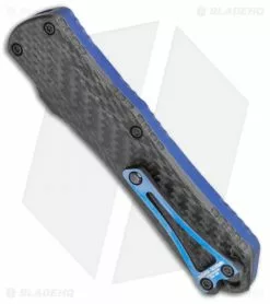 Heretic Knives Manticore-E D/A OTF Knife Blue Recurve CF Back Cover (3.125" DLC) -Avokelavavat Sales Store Heretic Knives Manticore E DA OTF Knife Blue Recurve CF Back Cover 3.125 DLC BHQ 118701 LS Side