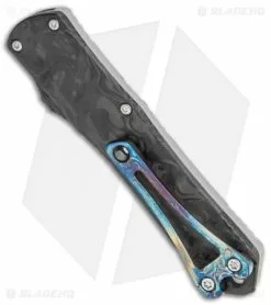 Heretic Knives Manticore-S D/A OTF Knife SS/CF D/E Entropic Ano Clip (2.5" Dam) -Avokelavavat Sales Store Heretic Knives Manticore S DA SS CF DE Entropic Ano Clip Damascus BHQ 116551 jr side