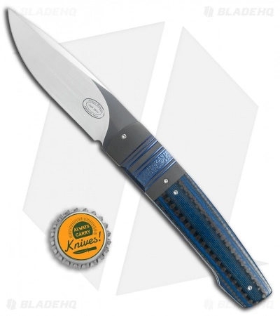 Herucus Blomerus LL 07 Custom Knife Zirconium Blue Carbon Fiber (3.4" Satin) 6 Herucus Blomerus LL 07 Custom Knife Zirconium Blue Carbon Fiber (3.4" Satin) - Image 4