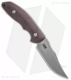 Hinderer Knives Emmett Bowie Fixed Blade Knife Burgundy Micarta (4" Stonewash) 7 Hinderer Knives Emmett Bowie Fixed Blade Knife Burgundy Micarta (4" Stonewash) -Avokelavavat Sales Store Hinderer Knives Emmet Bowie Burgandy Micarta 4in Stonewash BHQ 138044 td spine