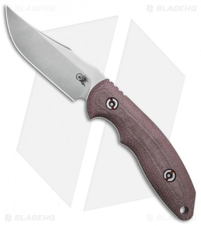 Hinderer Knives Emmett Bowie Fixed Blade Knife Burgundy Micarta (4" Stonewash) 3 Hinderer Knives Emmett Bowie Fixed Blade Knife Burgundy Micarta (4" Stonewash)