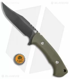 Rick Hinderer Hinderer Knives The Ranch Bowie Fixed Blade Green G-10 (5.25" Black SW) -Avokelavavat Sales Store Hinderer Knives The Ranch Bowie Green Micarta Black SW K605RS000 BHQ 93616 jr bottlecap
