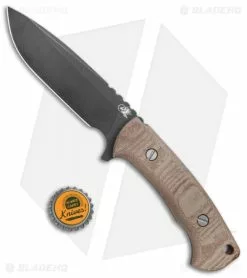 Rick Hinderer Hinderer Knives The Ranch Drop Point Fixed Blade Micarta (5.4" Battle Black) -Avokelavavat Sales Store Hinderer Knives The Ranch DP Natural Micarta Battle Black BHQ 112616 jr bottlecap