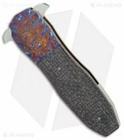 Jason Clark Custom Dagger Frame Lock Knife Timascus/LSCF (3.75" Takefu San Mai) -Avokelavavat Sales Store Jason Clark Custom Dagger timascus LSCF takefu san mai BHQ 71805 er spine
