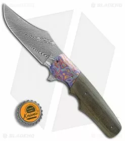 Jason Clark Custom Clip Point Knife Micarta/Black Timascus (3.6" Damascus) -Avokelavavat Sales Store Jason Clark Custom clip point micarta black timascus damascus BHQ 76306 er bottlecap