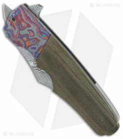 Jason Clark Custom Clip Point Knife Micarta/Black Timascus (3.6" Damascus) -Avokelavavat Sales Store Jason Clark Custom clip point micarta black timascus damascus BHQ 76306 er spine