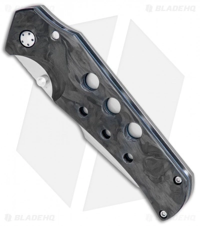 Jason Guthrie Custom Knives Jason Guthrie Scout Marbled CF Skeletonized Blue Liner Frame Lock (3.1" Satin) 4 Jason Guthrie Custom Knives Jason Guthrie Scout Marbled CF Skeletonized Blue Liner Frame Lock (3.1" Satin) - Image 2