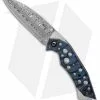Jeff Hall Custom Xenon Liner Lock Knife Blue/Black Micarta (4" Damasteel)