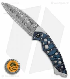 Jeff Hall Custom Xenon Liner Lock Knife Blue/Black Micarta (4" Damasteel) -Avokelavavat Sales Store Jeff Hall Custom Xenon with Damasteel BHQ 125177 LS Bottlecap