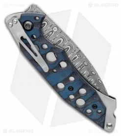 Jeff Hall Custom Xenon Liner Lock Knife Blue/Black Micarta (4" Damasteel) -Avokelavavat Sales Store Jeff Hall Custom Xenon with Damasteel BHQ 125177 LS Side