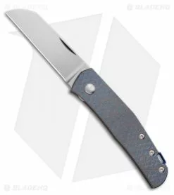 Jens Anso Knives Custom Monte Carlo Pocket Engraved Blue Titanium (2.6" Satin)