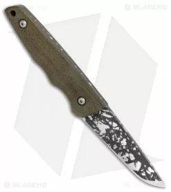 John Gray Tanto Proto Fixed Blade Knife OD Green Micarta (3.1" Mirror Camo) -Avokelavavat Sales Store John Gray Tanto Proto Knife BHQ 87028 er side