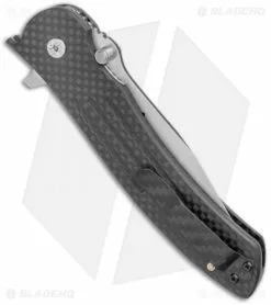John Kubasek Fighting Tanto Recurve Flipper Knife Carbon Fiber (3.5" CF/D2) -Avokelavavat Sales Store John Kubasek Fighting Tanto Recurve Flipper CF BHQ 122964 jr side